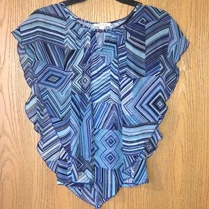 Studio Works Flutter Blue Geometric Top